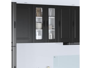 Meuble mural de cuisine, cabinet en verre mural noir 60x31x80cm shl2046