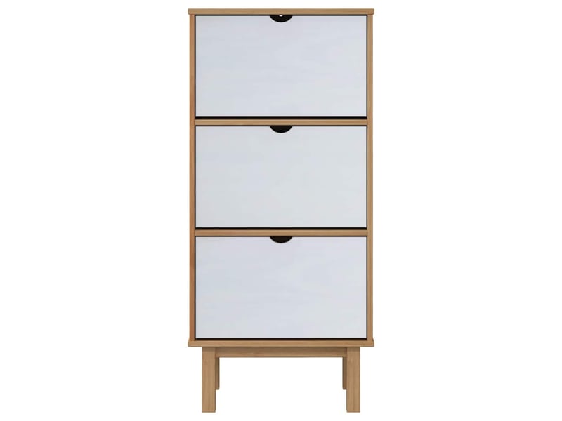  Meuble à chaussure, armoire à chaussures otta et 3 tiroirs marron et blanc bois pin  - Conforama D