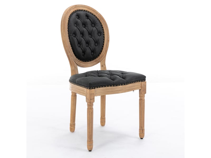  Lot de 2 chaises de salle à manger en similicuir pu noir, pieds en bois massif W3223P504078 - Conforama B