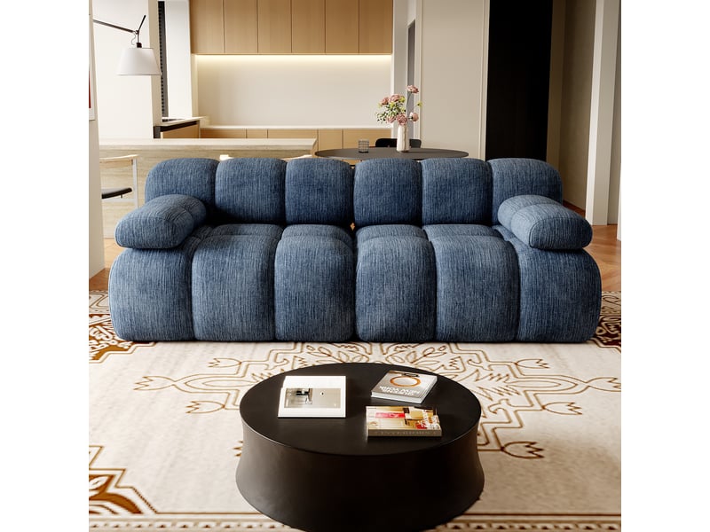  Canapé modulable sans structure,200x100x68cm,canapé compression 2 places 2 places en mousse haute élasticité,aucun assemblage,bleu  - Conforama B