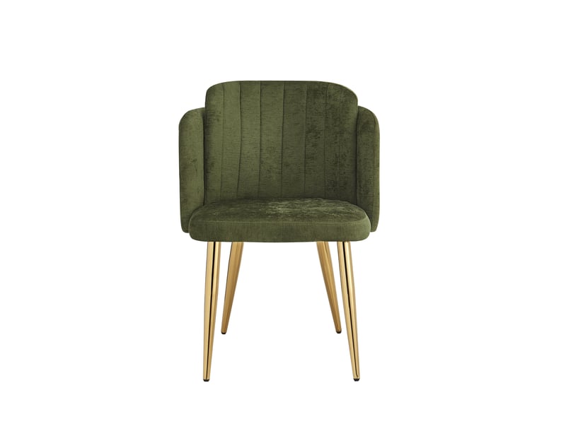  Lot de 4 chaises de salle à manger 58,5x62x78 cm rembourrées vertes pieds dorés  - Conforama D