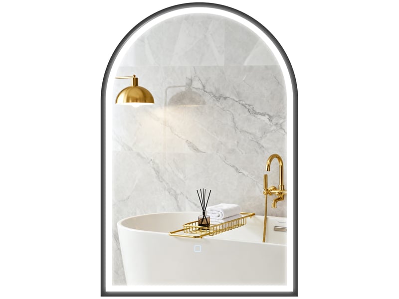 Miroir de salle de bain led arqué anti-buée tactile noir 60 x 4 x 90 cm  - Conforama B