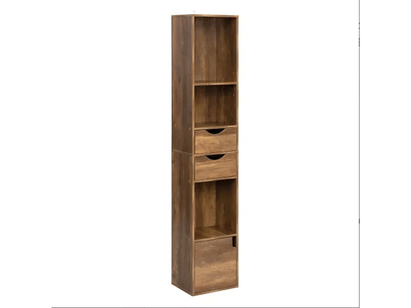  Bibliothèque haute étroite moderne, étagère de rangement salon et bureau avec présentoir  - Conforama A
