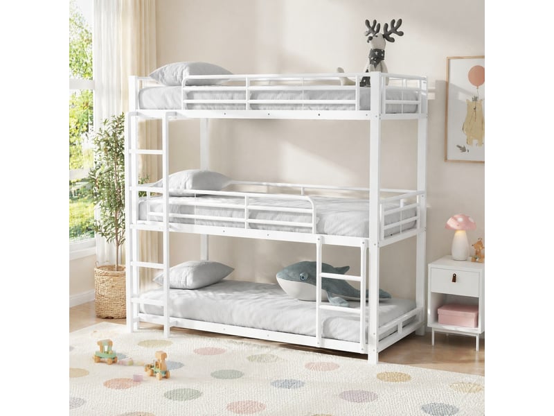 Lit superposé triple 90x200 cm en métal - Conforama C