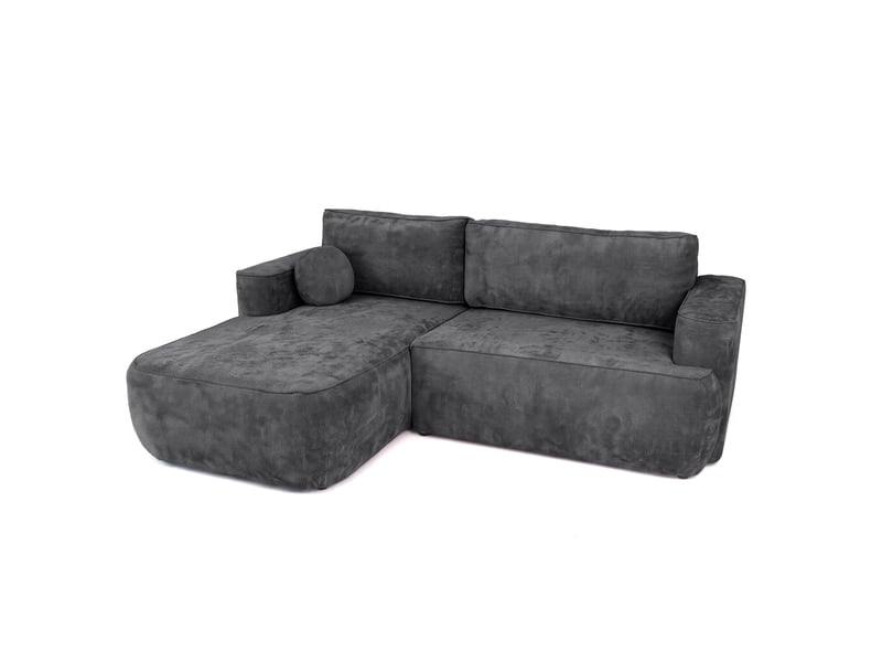 Canapé d'angle moon mini avec fonction couchage, tissu flow, gauche, anthracite (21) - Conforama A