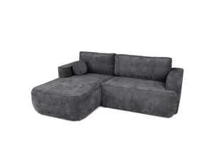 Canapé d'angle gauche convertible 4 places Tissu gris avec coffre de rangement