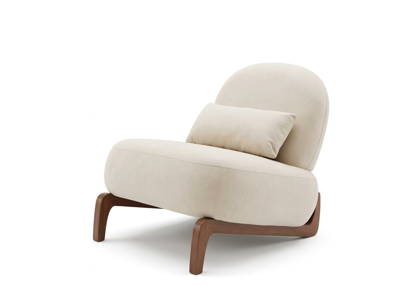  Fauteuil d'appoint sans accoudoirs - 86.9x72.1x69.9cm - siège de lecture salon pieds en bois massif - camel  - Conforama A