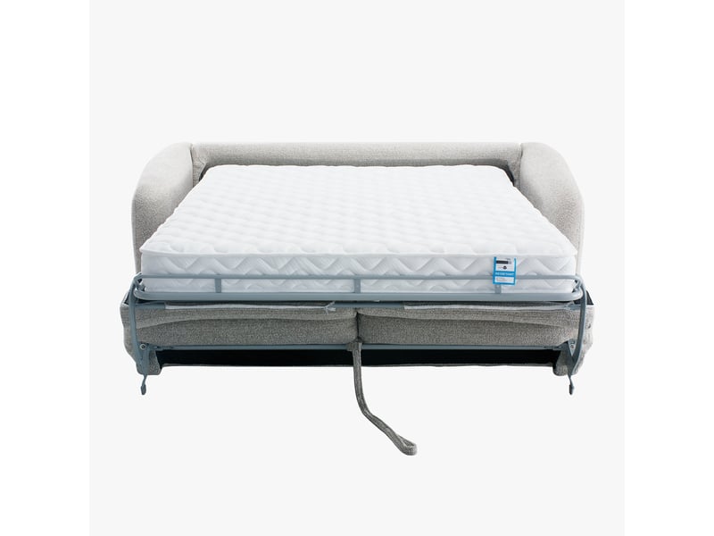 Canapé 3 places convertible en tissu blanc écru - Conforama D