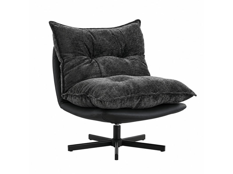  Fauteuil relax pivotant 360° gris foncé, dossier réglable 3 positions, chenille et pu  - Conforama A