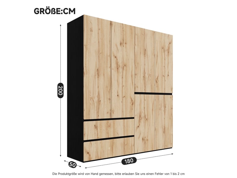 Armoire,180x50x200 cm,6 portes avec 5 tiroirs,mdf,effet chêne et blanc - Conforama C