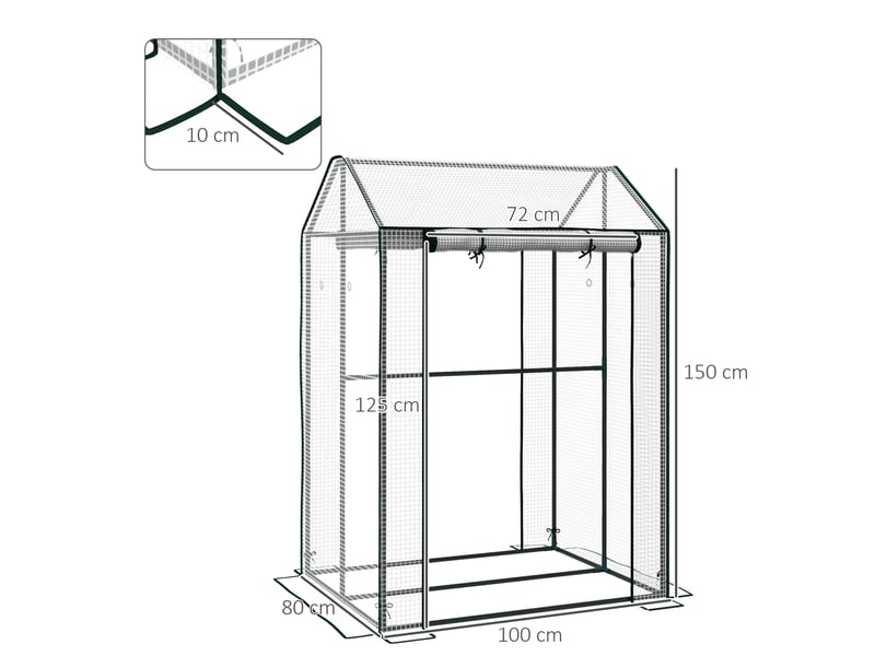  Serre de jardin 100x80x150 cm deux portes métal blanche  - Conforama E