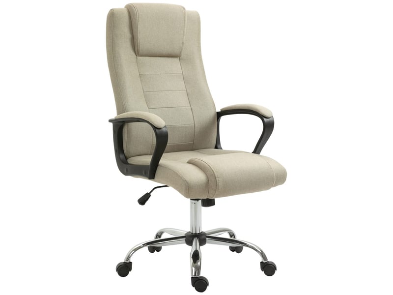  Fauteuil de bureau aspect lin, réglable en hauteur, fonction bascule, 5 roulettes, beige 921-265V00BG - Conforama C