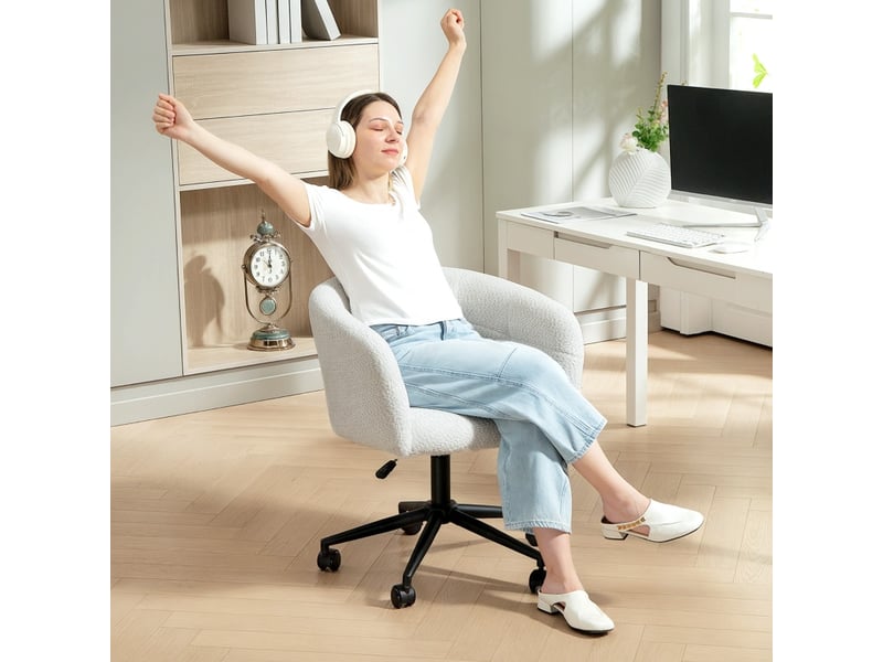  Chaise de bureau alren fauteuil pivotant rembourré crème noir  - Conforama E