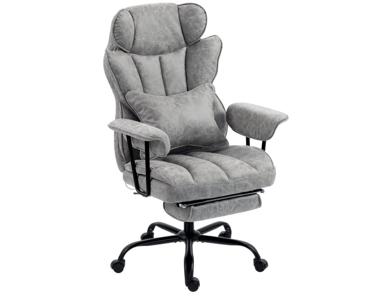 Camen fauteuil de bureau massant avec repose pieds gris - Conforama A