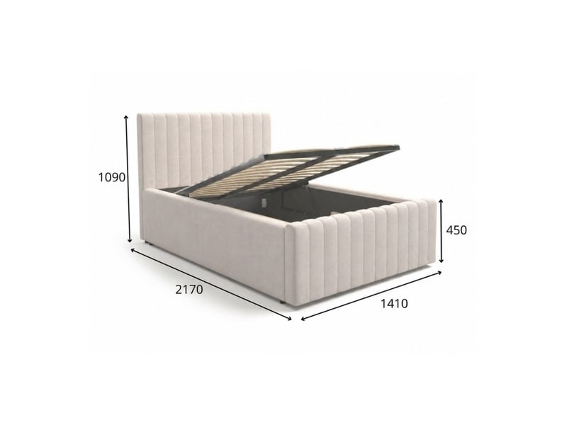 Lit simple eloria 120x200 en tissu bouclé beige avec tête de lit capitonnée - Conforama C