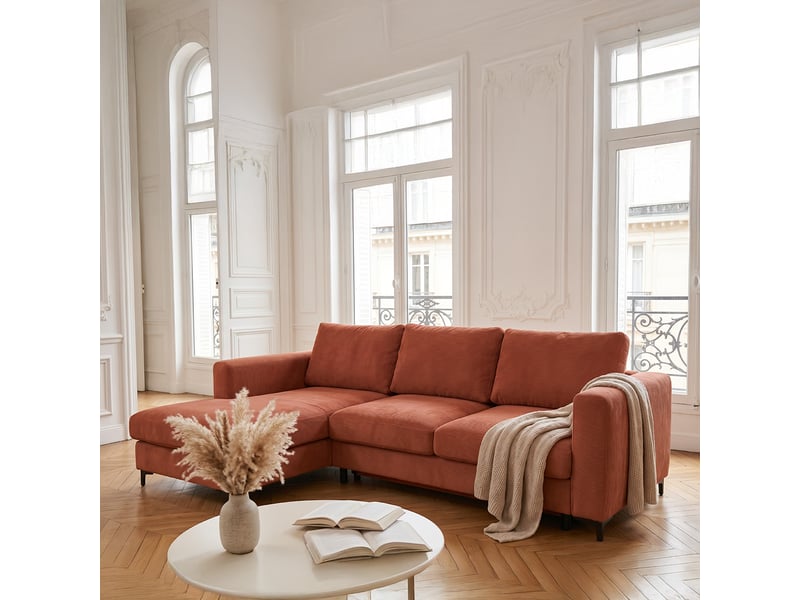 Canapé d'angle droit convertible - 4 places - velours côtelé - fiesole - brique 3CA52.CA.4AC.G.21 - Conforama B