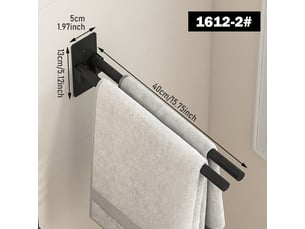 Porte-serviettes double barre pour salle de bain — conception pliable à 90 degrés — adapté aux cuisines et aux salles de bain ; installation murale.