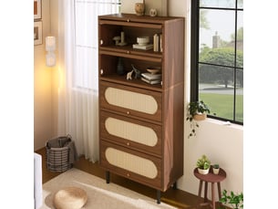 Buffet 5 porte(s) 0 tiroir(s) <strong>OKWISH</strong> <strong></strong> - 80 cm coloris bois foncé