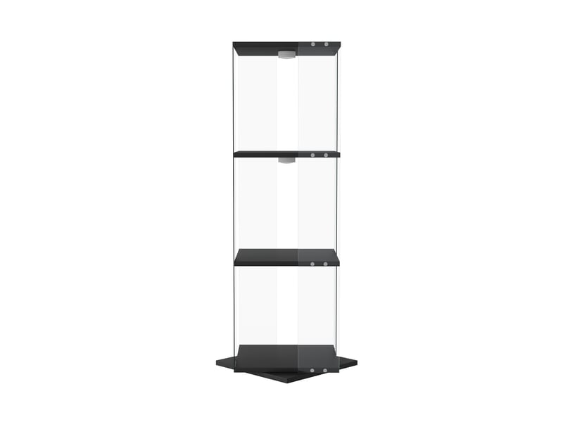 Vitrine verre rotative 360° - 38x38x121cm - bibliothèque pivotante 3 niveaux avec éclairage led multicolore tactile - noir - Conforama A