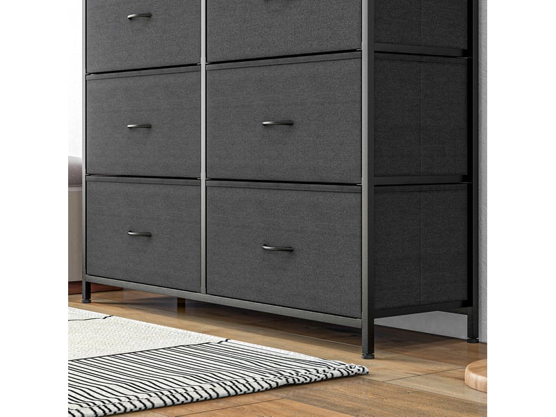  Commode avec 10 tiroirs en tissu, pieds réglables et structure en acier, pour chambre et salon, 100 × 30 × 100 cm  - Conforama E