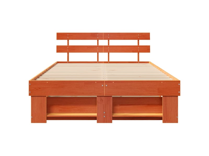  Lit double- lit adulte -  cadre de lit avec tête de lit brun  140 x 190 cm pin massif  - Conforama D
