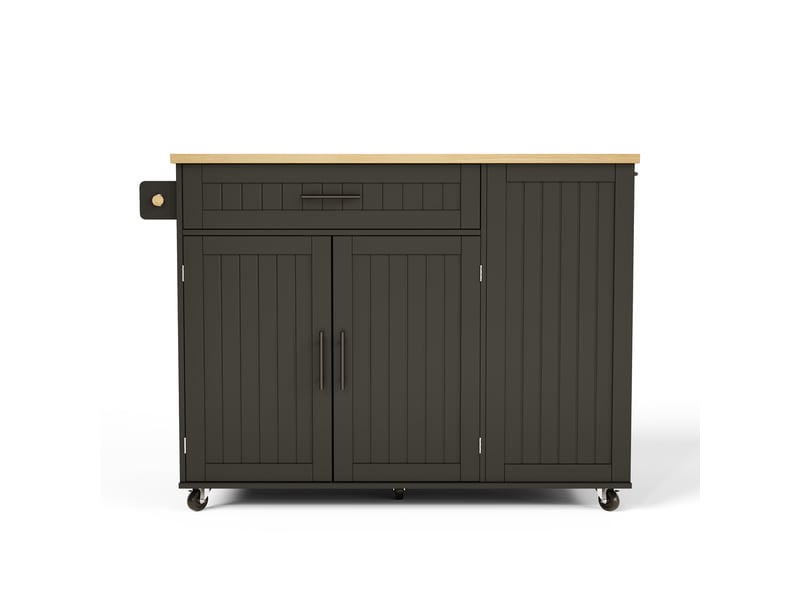  Îlot de cuisine sur roulettes avec plateau rabattable en mdf noir 130x70x93 cm  - Conforama A