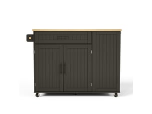 Îlot de cuisine sur roulettes avec plateau rabattable en mdf noir 130x70x93 cm