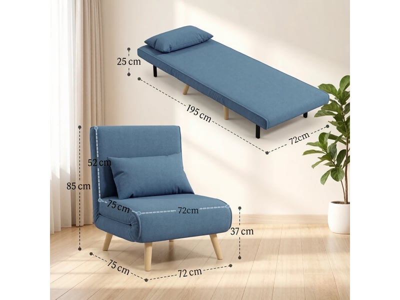  Canapé-lit pliable 1 place, dossier réglable, convertible multifonction pour salon  - Conforama C