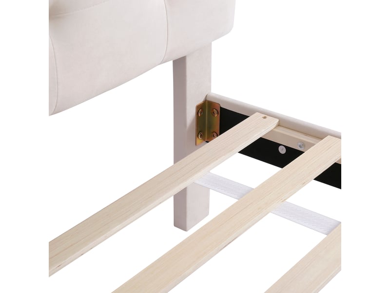 Lit avec rangement 90 × 200 cm en velours - beige C-CRAFTLINK - Conforama D