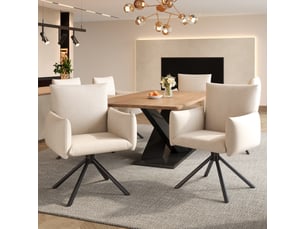 Lot de 6 chaises de salle à manger,60x60x88 cm,pivotantes,velours,beige