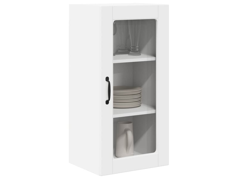  Meuble mural de cuisine, cabinet en verre mural 2 pcs blanc bois d'ingénierie shl7456  - Conforama C