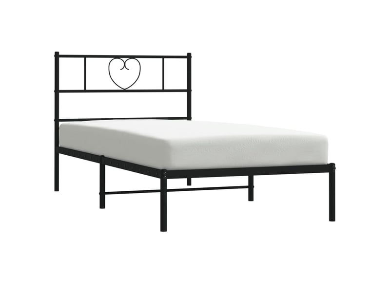  Lit simple- lit adulte -  cadre de lit métal sans matelas avec tête de lit noir 80x200 cm  - Conforama B