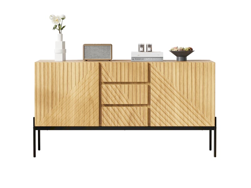  Buffet 150x40x75 cm , avec 2 portes et 3 tiroirs , pieds métalliques,  ,bois RN Store - Conforama A