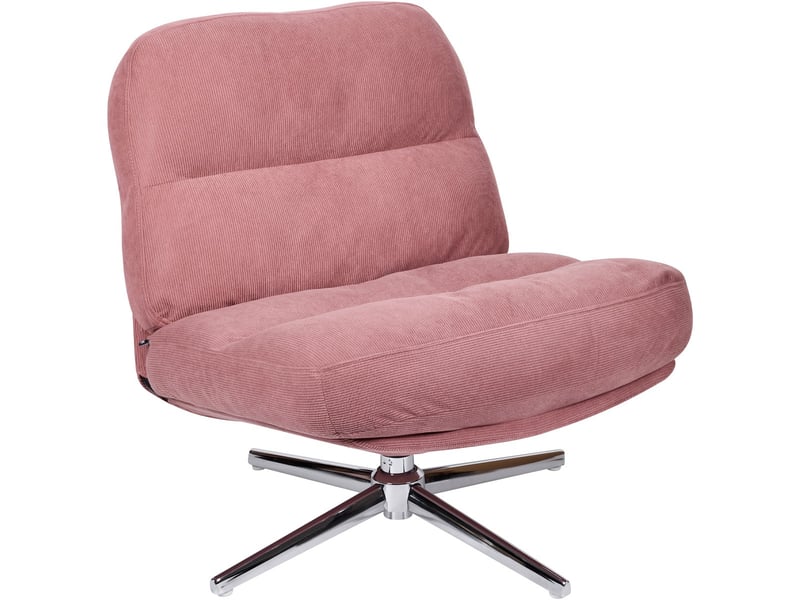  Fauteuil pivotant en velours côtelé rose et piètement chromé - julia Julia - Conforama D