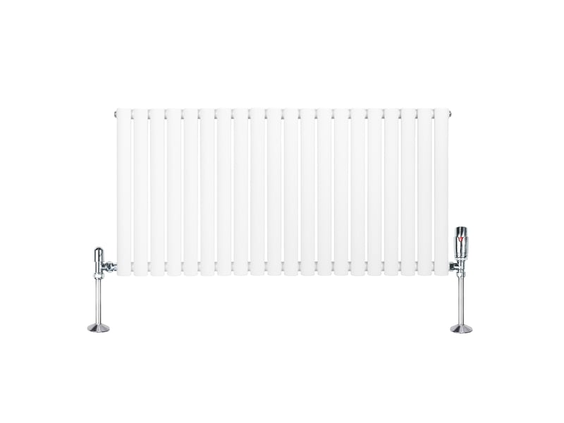Radiateur à colonnes ovales & vannes 1 panneau 600 x 1200 mm en acier carbone blanc chauffage centrale moderne horizontale monté sur mur cuisine 40497 - Conforama B