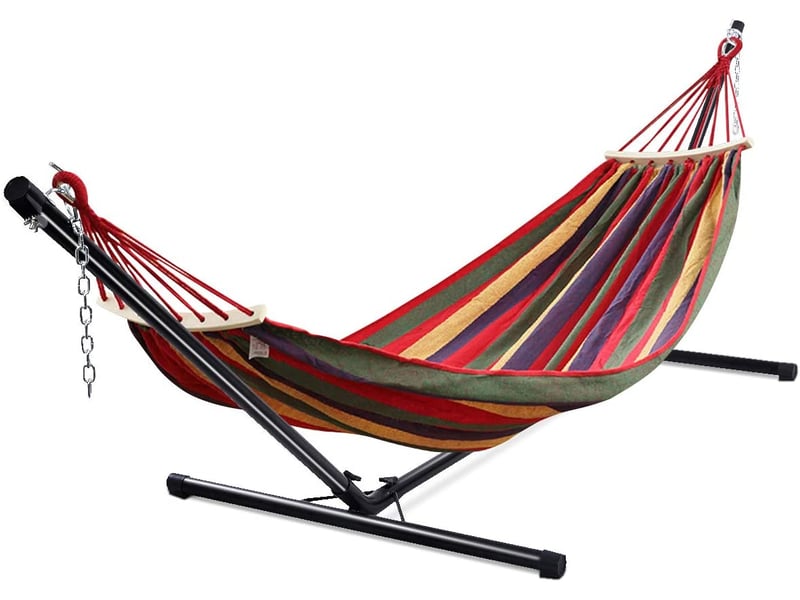 Support Hamac En C Métallique Noir COSTWAY - Charge Max 150kg, Idéal Intérieur & Extérieur