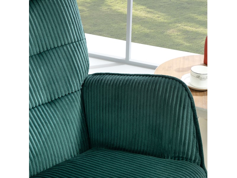  Fauteuil à bascule vert foncé 71 x 98 x 101 cm en polyester, dossier haut et accoudoirs rembourrés  - Conforama D