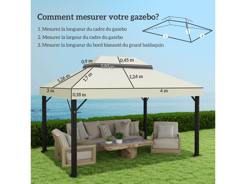  Toile de rechange, toile de remplacement 400x300cm crème  - Conforama E