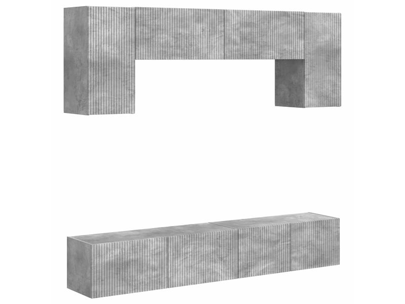  Ensemble meuble tv - banc tv - meuble de rangement 4 pcs gris béton bois d'ingénierie  - Conforama A