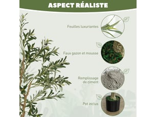 Olivier artificiel 150 cm plante artificielle intérieur, fausse plante décoration pour maison, bureau, chambre, salon