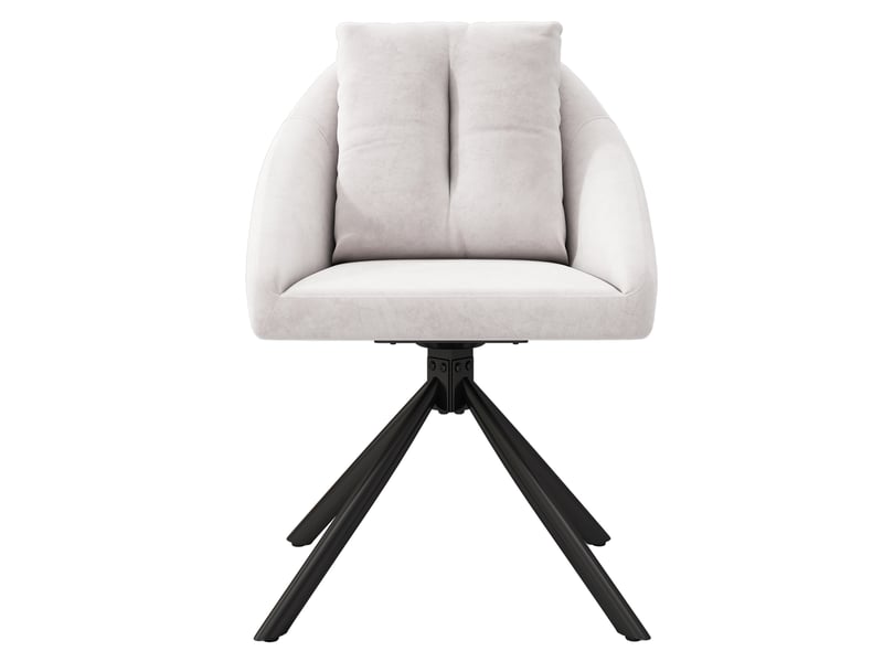  Chaise de salle à manger pivotante 59x65x79 cm dotée d'accoudoirs, ement tissu velours et acier, beige  - Conforama A