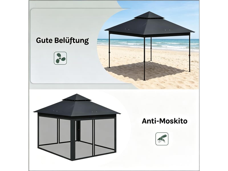  Pergola - avec rangement - imperméable - ferplastique - anthracite - pour jardin et extérieur 300x300x276cm - Conforama E