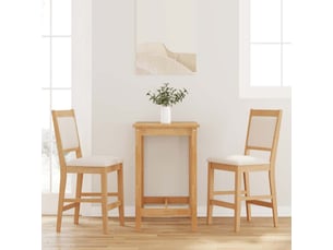 Lot de 2 tabouret de bar avec coussins en bois massif naturel et caoutchouc shl89823