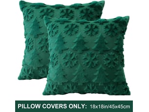 Lot de 2 housses de coussin 45x45cm, coton-polyester – fermeture éclair, pour canapé, lit et chaise-vert