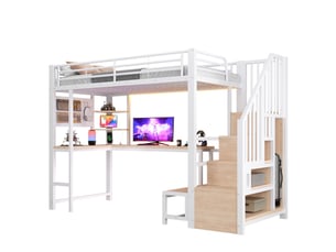 Lit mezzanine 90x200 cm <strong>HAUSS SPOLE</strong> <strong></strong> coloris blanc
