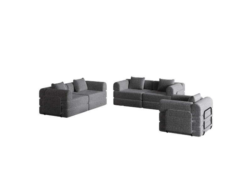  Canapé-lit chenille - 2-en-1 - compartiment de rangement - trois cadres métalliques - montage facile - gris gris - Conforama A