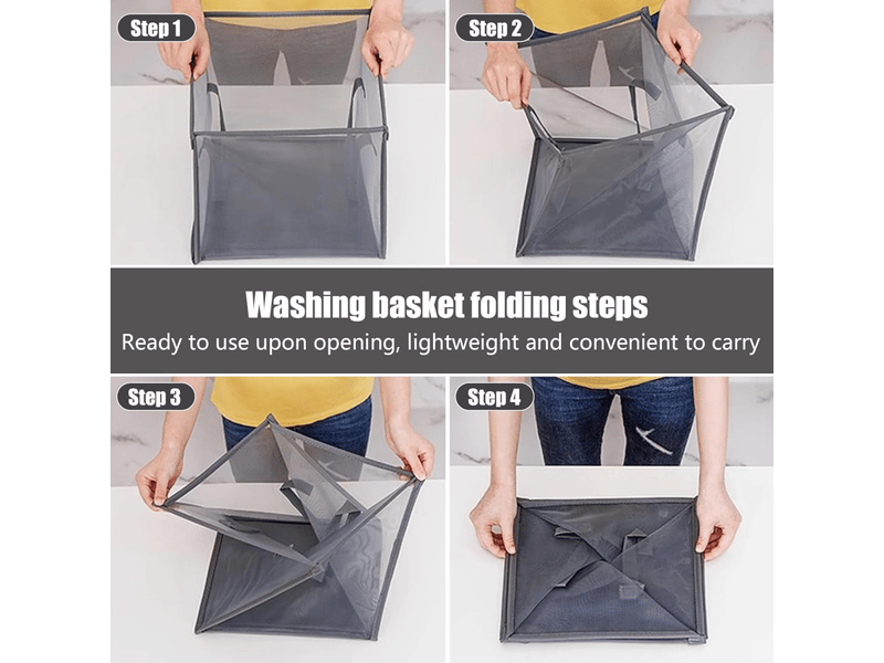  Panier à linge pliable avec poignée résistante, panier à linge de grande capacité, panier à linge réutilisable pour la chambre et la salle de bain (gris)  - Conforama E