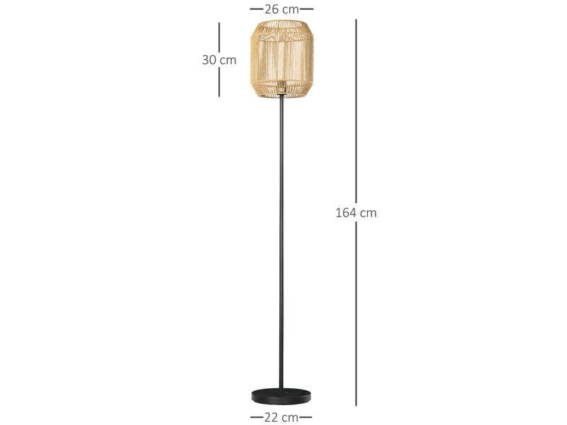  Lampadaire sur pied salon abat-jour en corde de papier design naturel base e27 max. 40w - ø 26 x 164h cm  - Conforama E