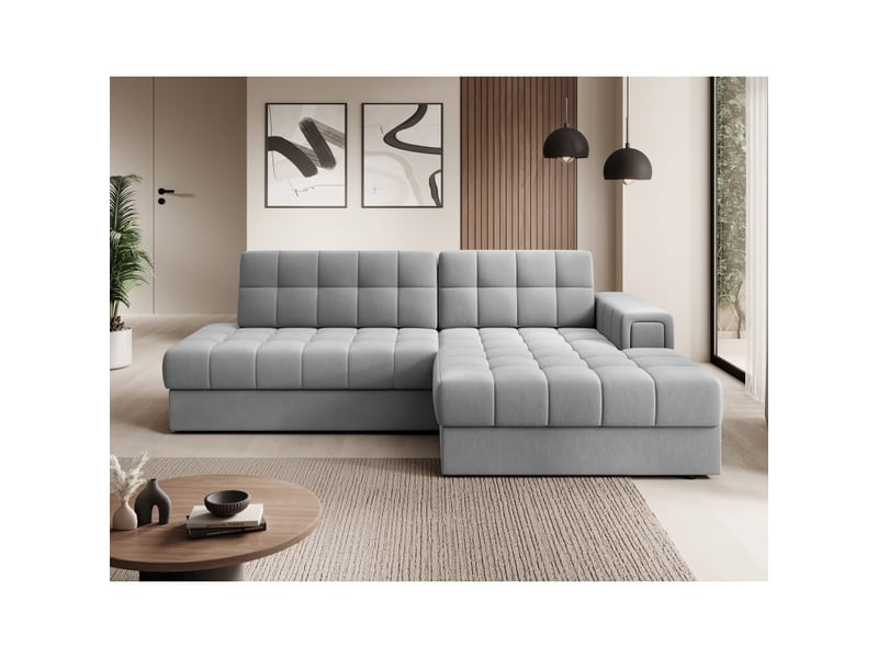  Canapé d'angle convertible cubito gris 240 cm avec coffre et couchage  - Conforama E