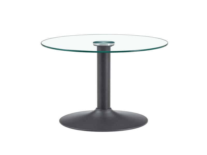  Table basse fixe ronde à pied central pour salon en verre trempé et métal, diamètre 70 cm, hauteur 45 cm, noire  - Conforama A